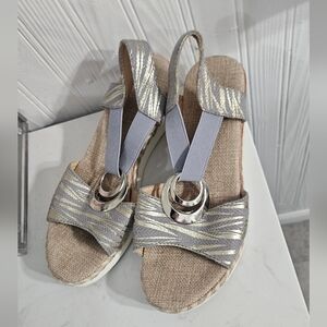 Metallic Silver Zebra-Print Slingback Sandals for Women